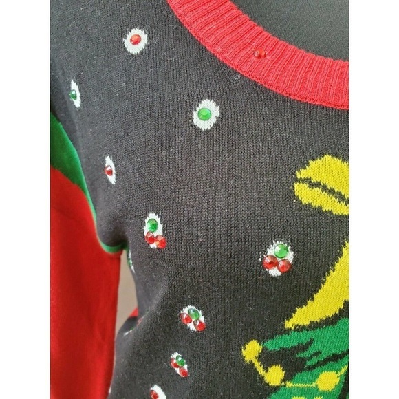 Rui21 Red & Black Women's Cotton Scoop Neck Long Sleeve Soft Sweaters - Picture 4 of 9